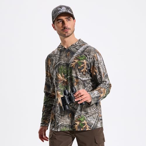 LOOGU Men’s Hunting Camo Shirt Lightweight, Camouflage Shirts for Men Long Sleeve Shirt for Fishing Hiking Camping