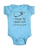 i chug 'til i pass out just like my uncle - cute funny baby one piece bodysuit (Newborn Bodysuit, Light Blue)
