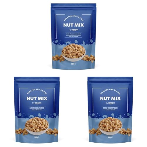 By Amazon Mix di frutta a guscio tostata e salata, 500g (Confezione da 3)