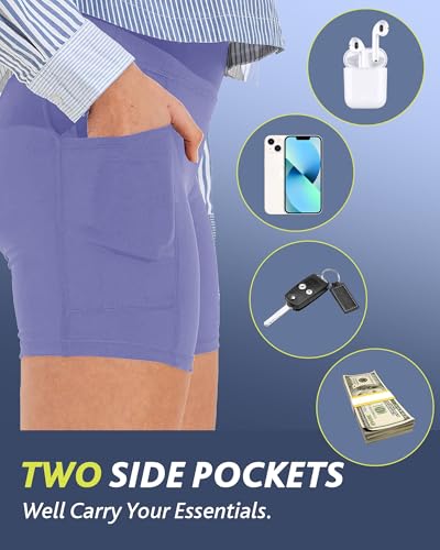 CAMPSNAIL Biker Shorts Women with Pockets - 3"/5"/8" High Waisted Workout Spandex Tummy Control Gym Running Yoga Shorts