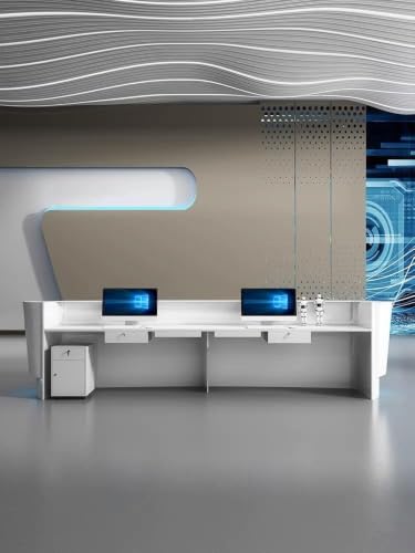 Image of Curved Reception Desk Counter for Office, Clinic, Hospital, Salon, Spa, Hotel Lobby, Showroom, Corporate Front Desk - (RCT-206 MDFL L8W2)