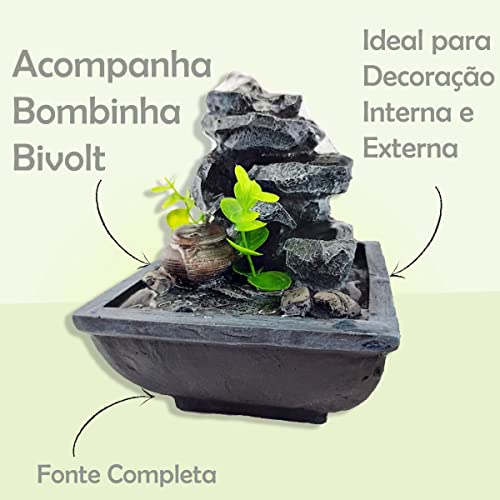 Fonte Mini De Mesa Resina Agua Cascata Feng Shui 16cm