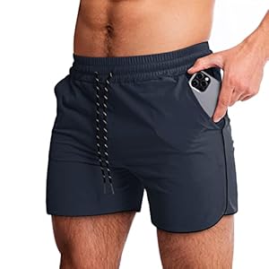 Mens Casual Activewear Shorts Elastic Running Shorts Breathable Fitness Short Athletic Training Shorts with Pockets Navy M