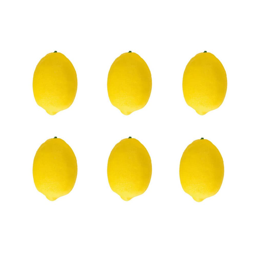 Generic Artificial Fake Yellow Lemon Food Fruit Simulation Fruits Model Great Kitchen Party Decor Lifelike for Decoration Kitchen Home Display Prop 6 Pcs, Silver