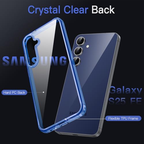 Image of JETech Cover Case for Samsung Galaxy S25 FE, Non-Yellowing Shockproof Bumper Protective Phone Cover, Anti-Scratch Hard PC Back (Navy Blue)