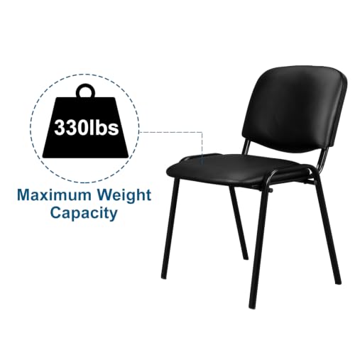 Image of VINGLI 5-Set Waiting Room Chairs, Stackable Chair for Office, PU-Black