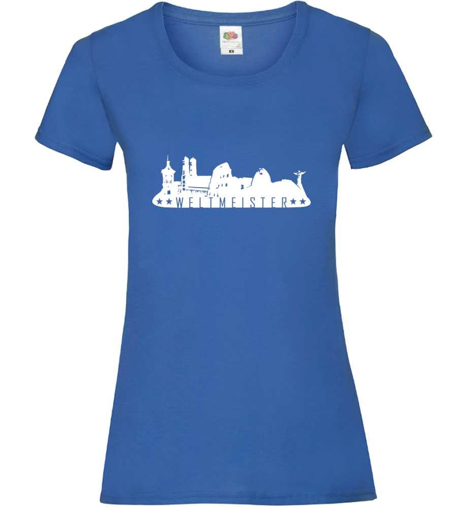 KR - Maglietta da donna e donna con scritta in lingua tedesca, Blu reale, M