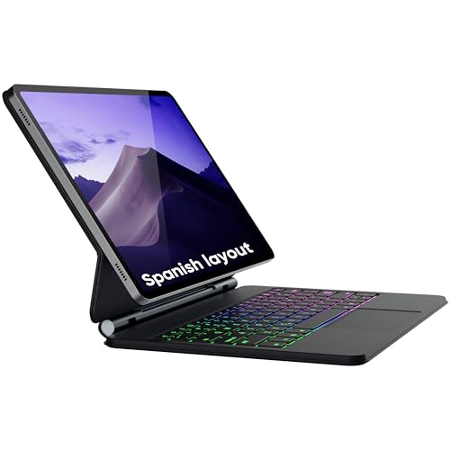 doqo Funda con Teclado para Samsung Galaxy Tab S10+ Plus/S9+/S9 FE+/S8+/S7+/S7 FE 12,4' – Funda magnética con Teclado, touchpad, Bluetooth, retroiluminación Negro Layout español