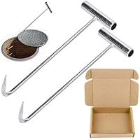 2 PCS Kanaldeckelheber Schwerlast-Hebehaken, 30CM Kanaldeckelhaken, Edelstahl Kanalhaken Schachthaken, Gullideckel Haken, Schachtdeckelheber Schachtdeckelhaken (Silber)