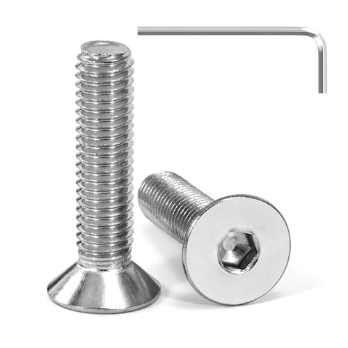 Tunejoy Tornillo Avellanado M8 x 35 mm Tornillos de Cabeza Avellanada Hexagonal de Acero Inoxidable A2 V2A Norma DIN 7991 con llave Allen Rosca Completa 20 Piezas