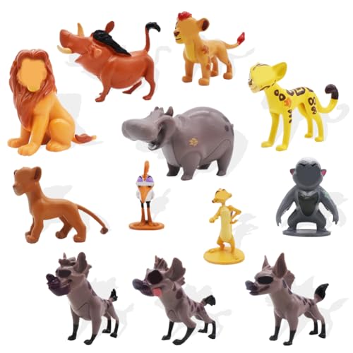 EPXOIQC 12pcs El Rey León Cake Topper, El Rey León Mini Juego, Lion Cake Decoration, Mini Figuras Adornos para Pastel Decoracion Cumpleaños Tartas Figuras