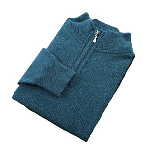 Pull homme hiver chaud tricot cachemire col zippé demi-ouvert taille XXL