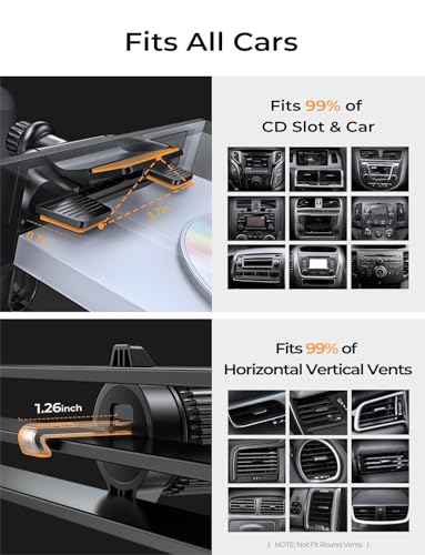 LISEN CD Phone Holder for Car iPhone 17 Adjustable CD Slot Phone Mount Holder Sturdy Cell Phones Holders for Your Car Accessories for Samsung Galaxy S25 S24 iPhone 16 15 Pro Max All Phones