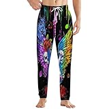Electric Guitar with Wings Skull Roses Funny Flannel Pajama Pants for Men Lounge Sweatpants With Pocket Cute Fuzzy for Winter