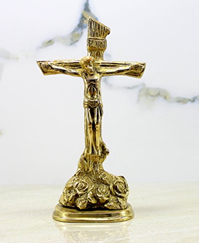 StonKraft Brass Jesus Christ - Jesus Cross - Idol Statue Sculpture - 8" Inches, Metallic (Brass), 20.3L x 11.4W cm - Image 4