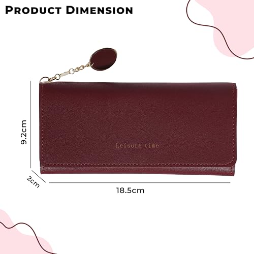 Image of Kraptick Women's Wallet - Compact Purse Clutch Wallet for Women, Stylish Card Coin Holder, Debit Card Holder, Money Organizer and Travel Wallet for Women with 14 Slots-(Red)