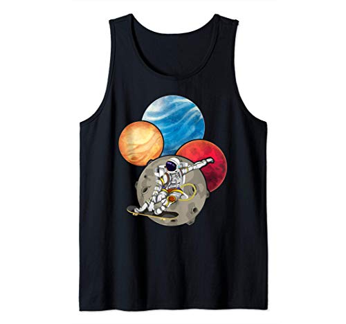 Astronauta Espacio Skater Planetas Empollón Astronomía Camiseta sin Mangas
