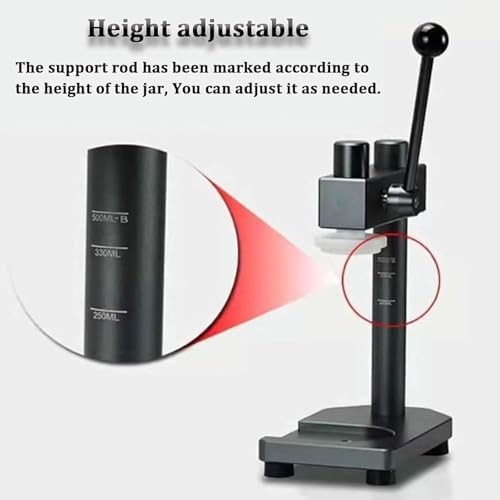 Manual Can Sealer for Home Use No Electricity - Adjustable Height Fixed Base Universal Sealer for Various Size Can Covers & PET Bottle Lids (Silver)