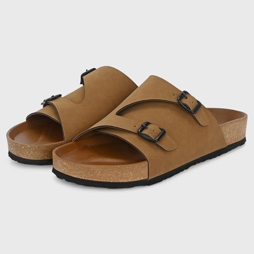 Image of Centrino Men's Berkin-Style Slip-On Sandals | Open Toe Design | Soft PU Footbed | Lightweight & Comfortable | Arch Support | On-Grip Sole | Casual Outdoor Wear (6866)