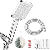 Shower Head High Pressure, BIGOU Square Handheld Showerheads 6 Settings Click Switching Removable...