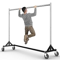 HOKEEPER Commercial Z Base Garment Rack Hold 500LBS Heavy Duty Clothing Rack Adjustable Rolling Clothes Rack for Hanging Clothes Racks on Wheels Portable Z Rack, Chrome Finish