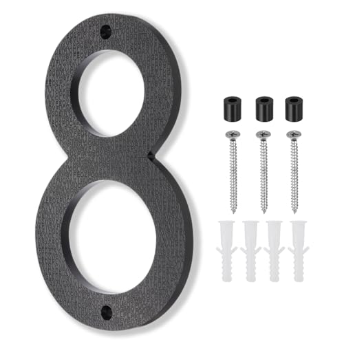 PATIKIL Números De Casa De 10 Pulgadas, Letreros De Dirección De Casa Grandes Flotantes Modernos Con Tornillos Para Pared Externa De Puerta Calle, Negro, 8