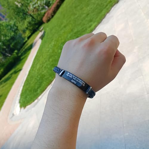 Image of Uloveido PU Leather Stainless Steel ID Bracelet for Son from Mom Dad, Encouragement Inspirational Gift to Men
