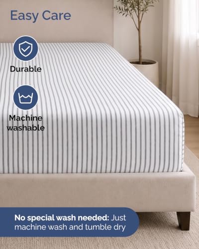 Image of CGK Linens 2 Pack Extra Deep Cal King Fitted Sheets - Grey Stripes
