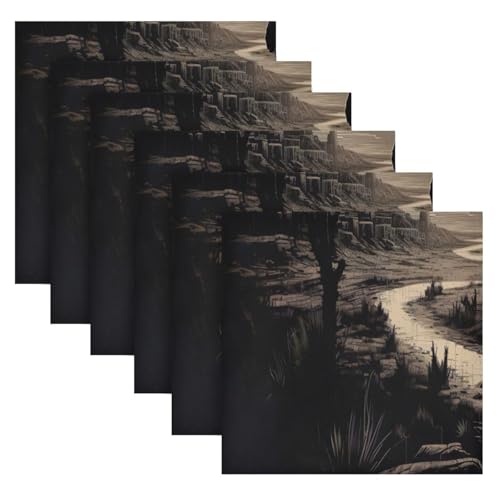 Servilletas de Tela Satinadas Western Desert Cowboy x6 miniatura 6