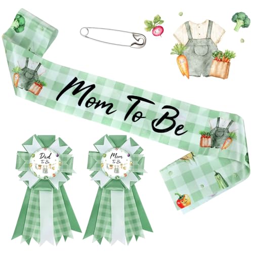 Locally Grown Baby Shower Decorations Mom to Be Sash Dad to Be Corsage Set