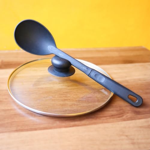 Image of Kandaruria Glass Lid, Toughened Glass with Steam Vent, Stainless Steel Rim, Compatible fit with Kadai, Biryani Pot, Fry Pan, all G Type cookware (25.5cm)
