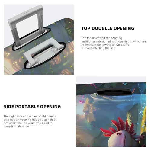 VOSERY Travel Luggage Cover - Pond Cute Axolotl Washable Suitcase Covers Protector Fits 18-32 Inch Luggage3