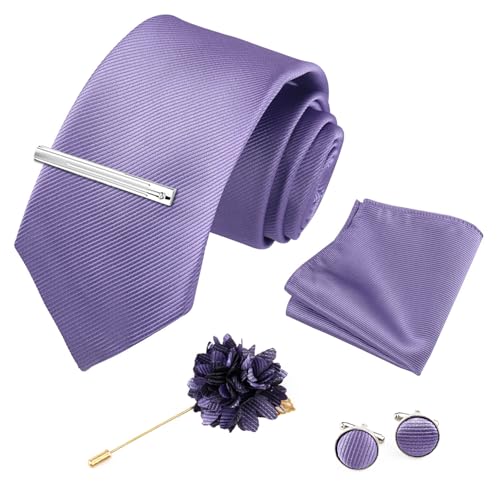 Xynovate Hommes Couleur Unie Cravate, Cravate Homme Sergé, Plusieurs Couleurs Disponibles pour Partys BusinessHochzeiten,Violet-2