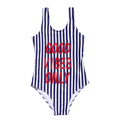 𝐇awaiian Bathing Suit for Kids Girls Trendy One-𝐏iece Stripe Swimsuits Summer Swimming Suit Suspender Swimwear