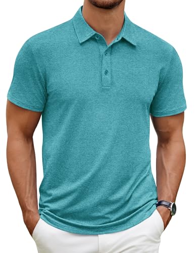 Image of COOFANDY Men's Polo Shirt Golf Quick Dry Performance Short Sleeve Moisture Wicking Athletic Polo Collared Tennis T-Shirt