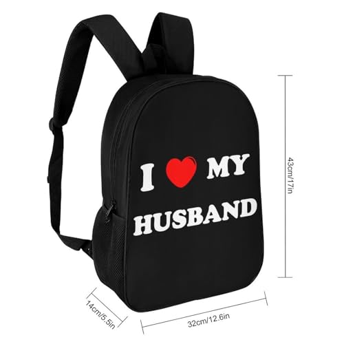 I Love My Husband 17 Inch Backpack Classic Travel Daypack with Adjustable Shoulder Straps for Men Women2
