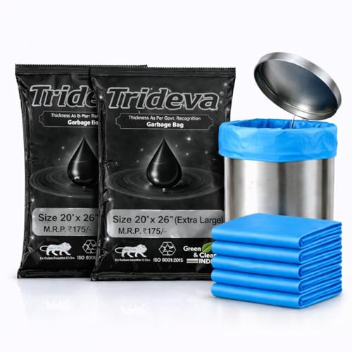 Image of Garbage Bags /Dustbin Bags - 120 Micron Heavy - Duty Trash Bags (20 x 26 Inches) - Extra-Medium Leak -Proof Bin Liners for Kitchen, Office - 500g Pack (Blue, Pack of 2) - 20 Bags