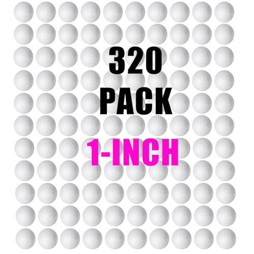 320 Pack 1 inch Foam Balls - Bulk Foam Balls - Foam Craft Balls - Foam Balls for Crafts DIY Craft for Home School Craft Project - Bulk Value Pack 1 Inches Craft Balls (320 Pack)