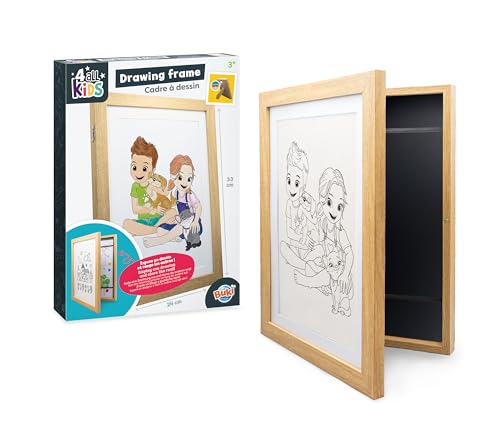 Cadre à Dessins Enfant +3 Ans – Expose et Range Jusqu’à 50 Dessins A4 – Format 24x33 cm – À Poser ou Suspendre – Sécurisé et Facile à Utiliser