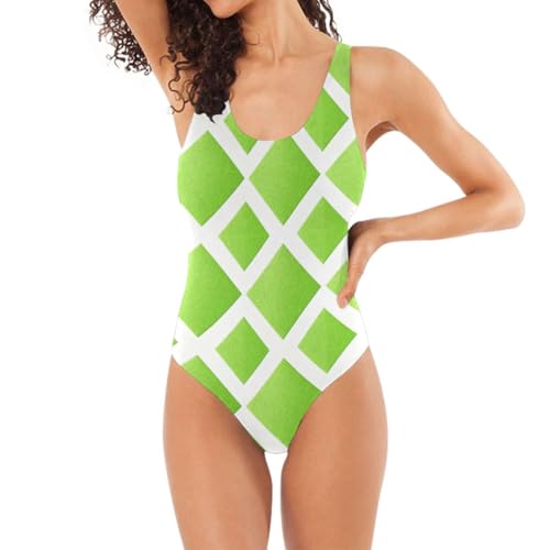 Trajes de baño para mujer de cuadros verdes con espalda en U para días de playa