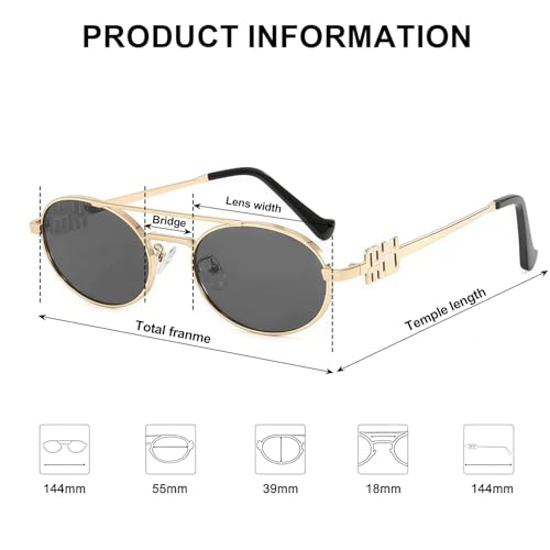 AICase Ozzy merch Retro Oval Sunglasses for Women Men Small 90s Metal Sun Glasses 2025 Trendy Chic Round Shades Cute Miu Designer Sunnies UV400 Protection_23