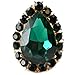 NYFASHION101 Women's Teardrop Stone Studs Fashion Stretch Ring, Green/Gold-Tone