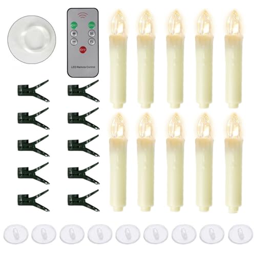 Anomidry Candele LED con Telecomando Candele a LED Senza Fiamma da 10 Pezzi con Gancio for Timer remoto Filo sospeso for Feste di Compleanno Riunioni domestiche Decorazioni Natalizie (Color : Warm Wh