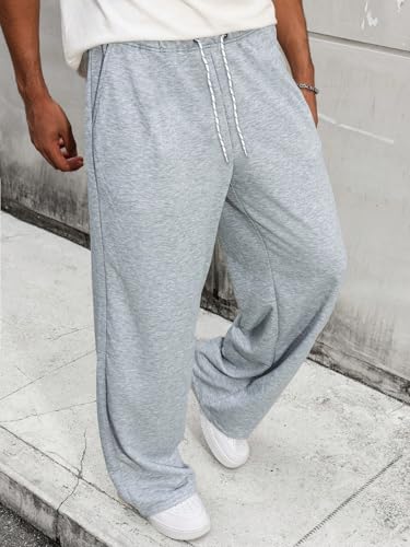 Image of dockstreet Straight Wide fit Long Length Trouser Style Drawstring Trackpant for Men /Trending Sporty Style, Relaxed Casual Pants for Men