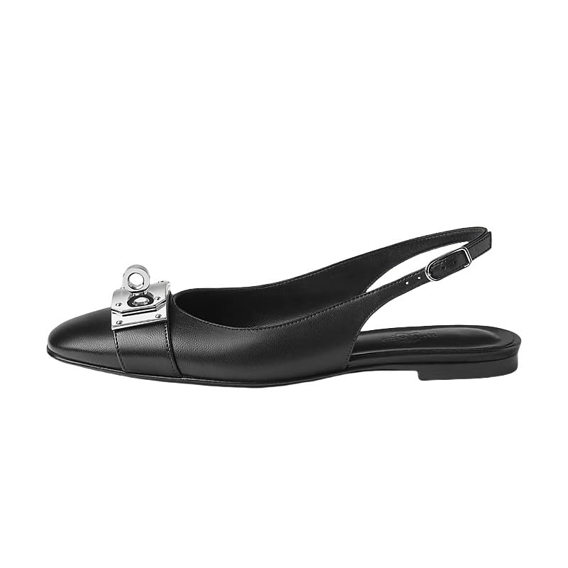 Flats for Women Pointed Toe Slingback Flats Slip On Casual Work Ballet Flats Metal Buckle Flat