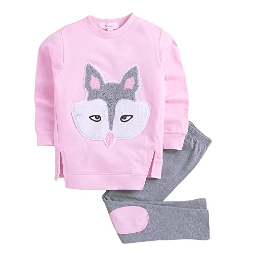 Image of Hopscotch Girls Pink Animal Print Sweatshirt And Leggings Set