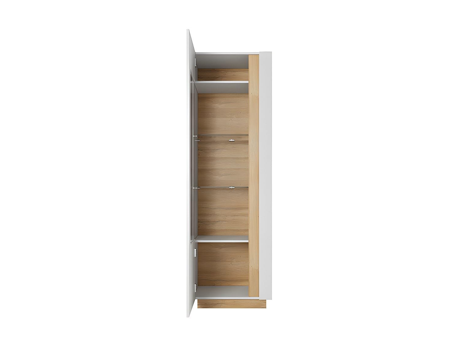 Vente-unique - Vetrina 1 anta con LED Bianco brillante e Rovere - MURARI