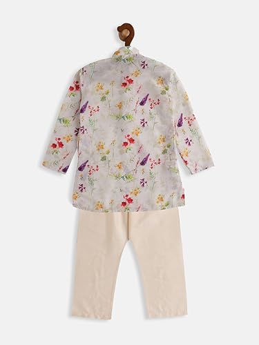 Image of VASTRAMAY Baby Boys Cotton Blend Floral Infant Multicolor-Base-Cream Kurta Pyjama Set