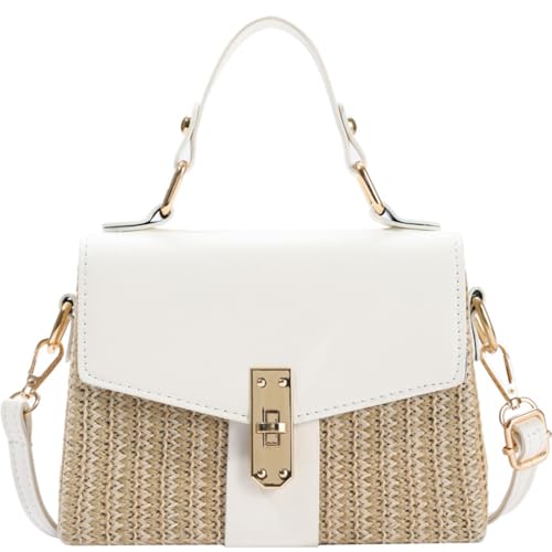 Small Straw Crossbody Shoulder Bag for Women, Retro Woven Beach Handbag for Summer Vocation