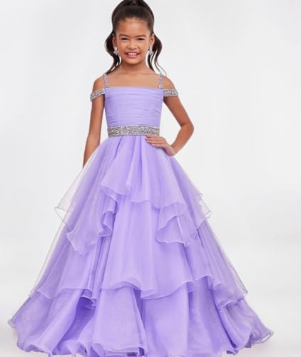 Girls Pageant Dress Off Shoulder Long Crystals Prom Puffy Party Ball Gowns with Detachable Train PT1512
